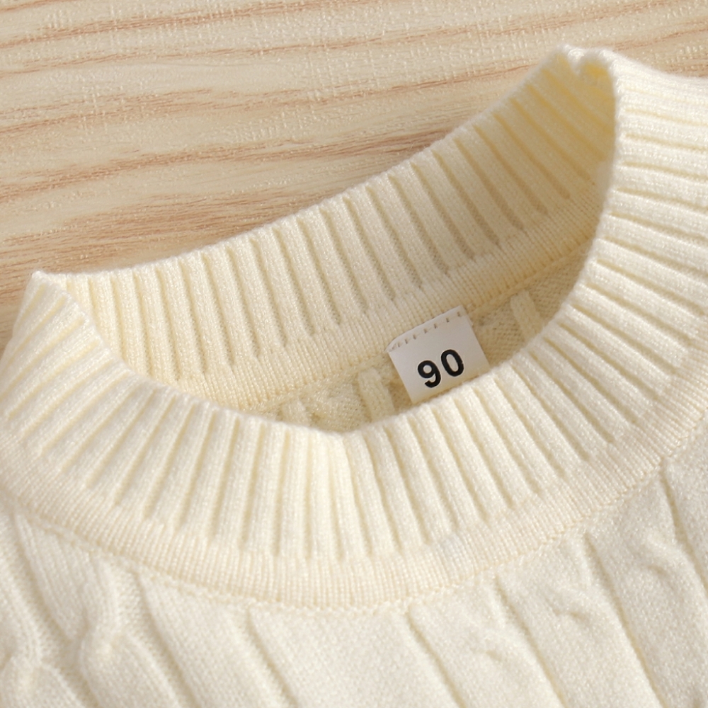 Girls Solid Ruffle Decoration Pullover Sweater - Picture 4 of 6